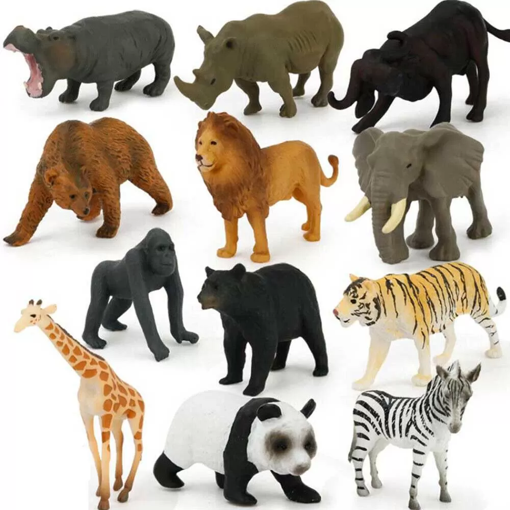 New 12Pcs Kids Toys Small Plastic Figures Farm Dinosaur Zoo Animal Safari  Model