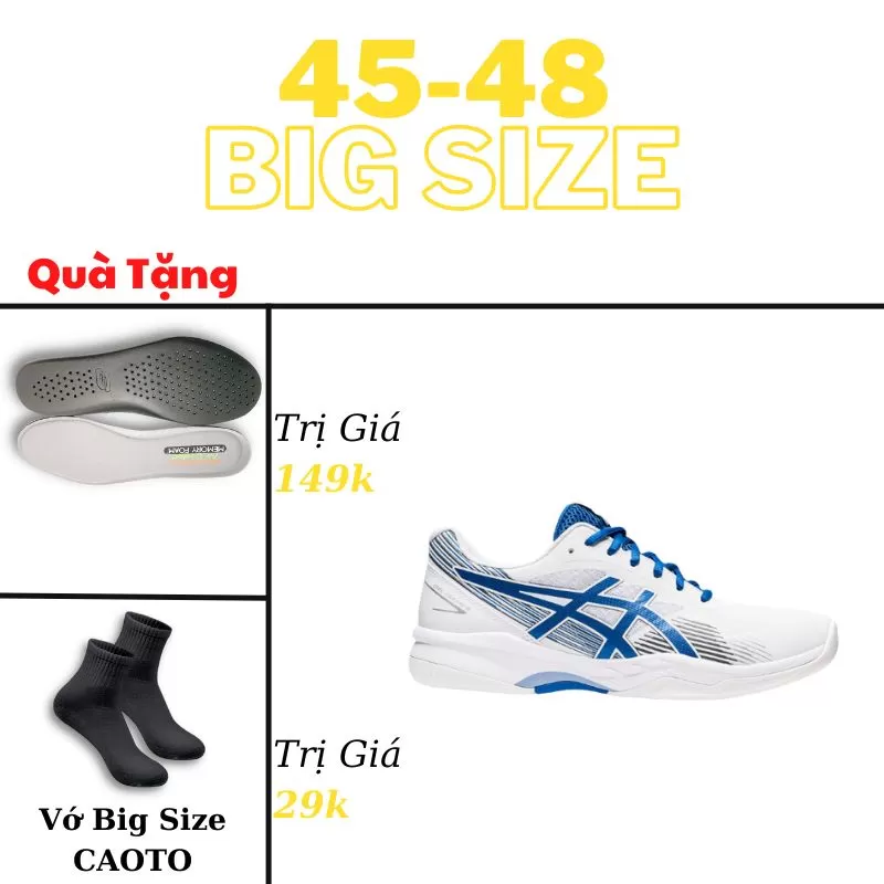Giày Thể Thao Nam Asics Gel Game 8[CHÍNH HÃNG] Da Mềm Màu Xanh Trắng Big  Size - Giày Thể Thao Big Size Nam 45 46 47 48