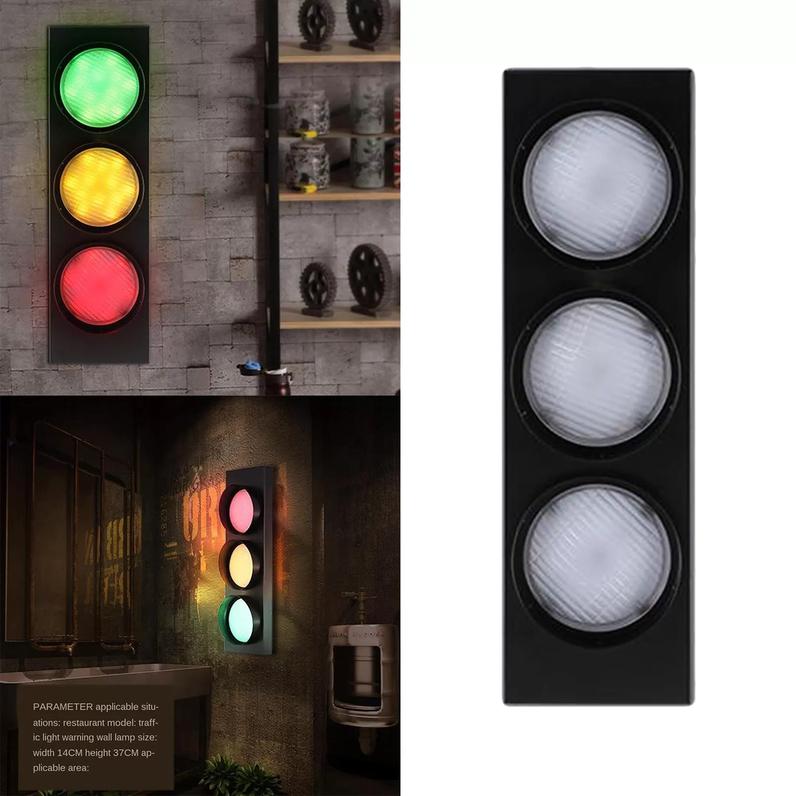 Traffic Signal Light Wall Lamp LED Wall Spotlights Indoor Bar Lights  Warning Red Green Yellow Sconce Light Street Sign with Remote Control