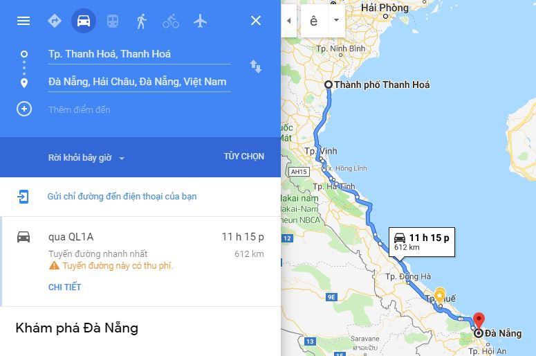 Từ Thanh Hóa đi Đà Nẵng