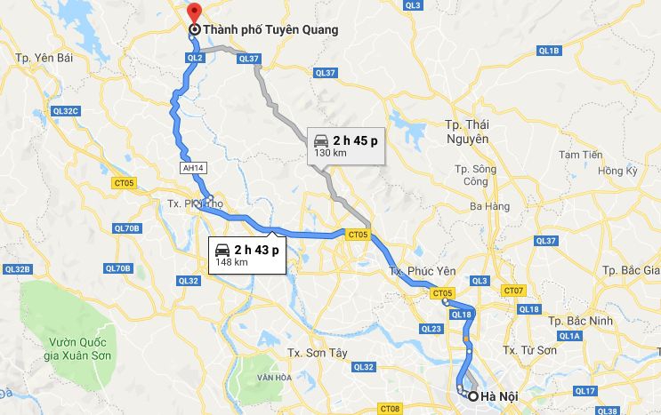 Hướng dẫn cách đi từ Hà Nội đi Tuyên Quang