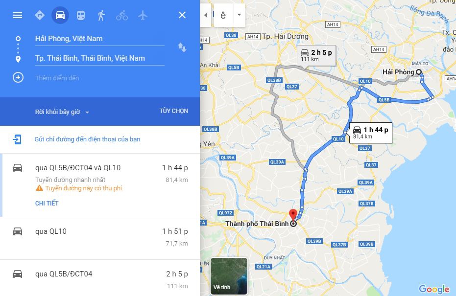 Hướng dẫn cách đi từ Hải Phòng đi Thái Bình