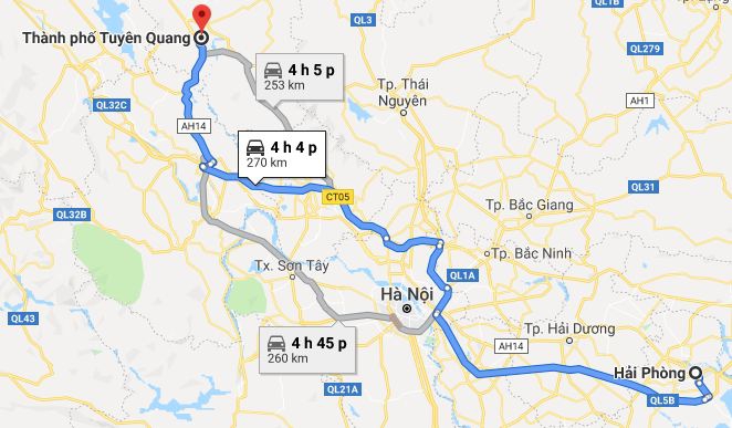 Hướng dẫn cách đi từ Hải Phòng đi Tuyên Quang