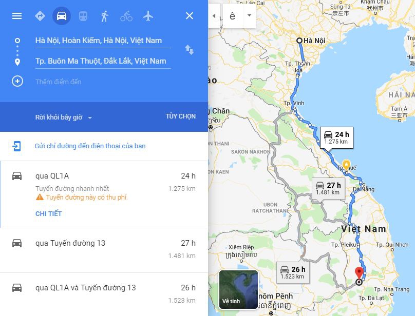 Từ Hà Nội đi Đăk Lắk