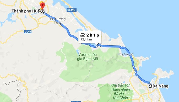 Từ Đà Nẵng đi Huế bao nhiêu km, mất bao lâu?