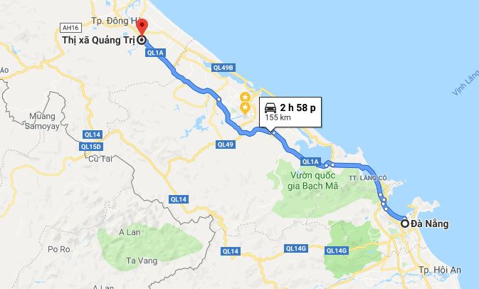 Từ Đà Nẵng đi Quảng Trị bao nhiêu km? Xe Đà Nẵng đi Quảng Trị