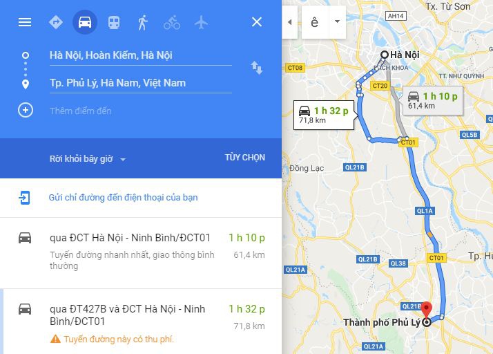 Từ Hà Nội đi Hà Nam bao nhiêu km? Xe Hà Nội đi Hà Nam