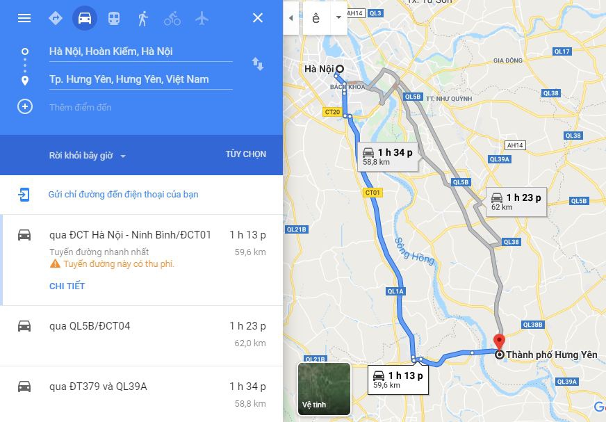 Từ Hà Nội đi Hưng Yên bao nhiêu km? Xe Hà Nội đi Hưng Yên