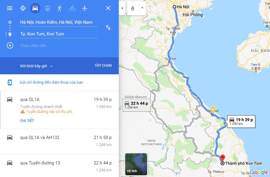 Từ Hà Nội đi Kon Tum bao nhiêu km? Xe Hà Nội đi Kon Tum