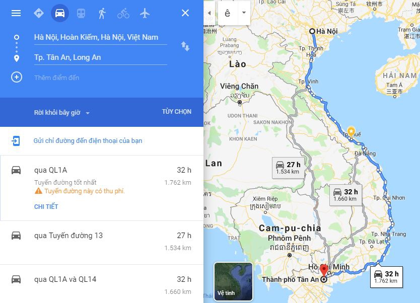 Từ Hà Nội đi Long An bao nhiêu km? Xe Hà Nội đi Long An