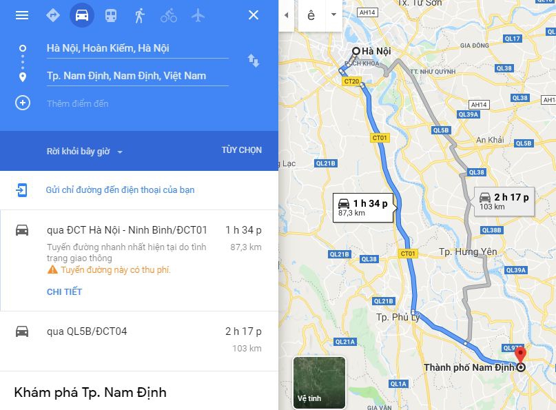 Từ Hà Nội đi Nam Định bao nhiêu km? Xe Hà Nội đi Nam Định