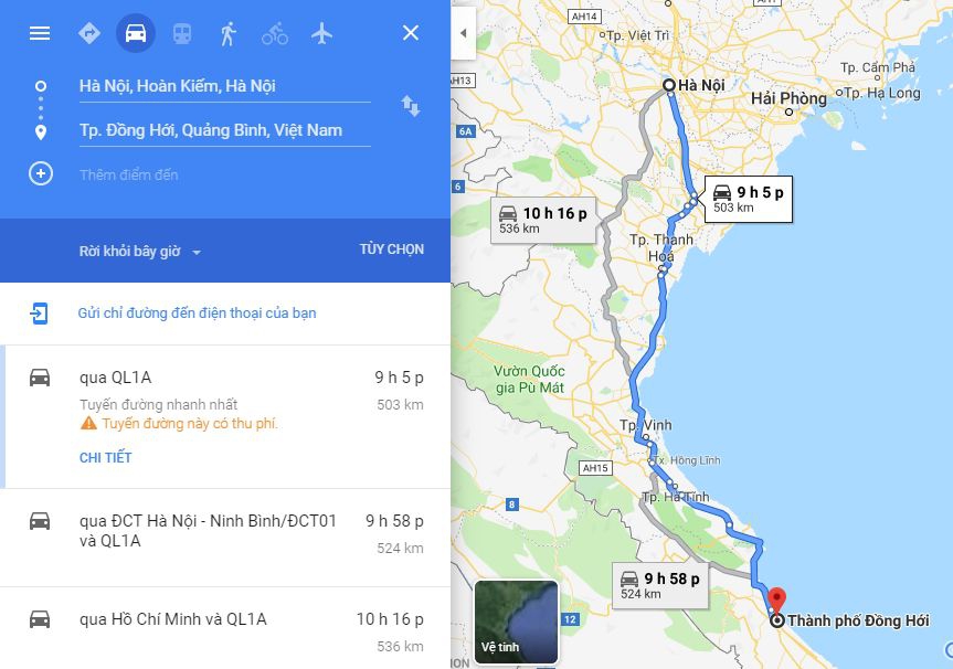 Từ Hà Nội đi Quảng Bình bao nhiêu km? Xe Hà Nội đi Quảng Bình