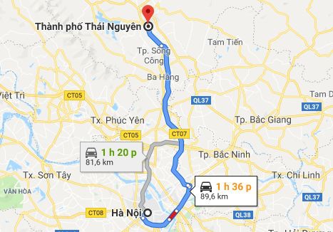 Từ Hà Nội đi Thái Nguyên bao nhiêu km? Xe Hà Nội đi Thái Nguyên.