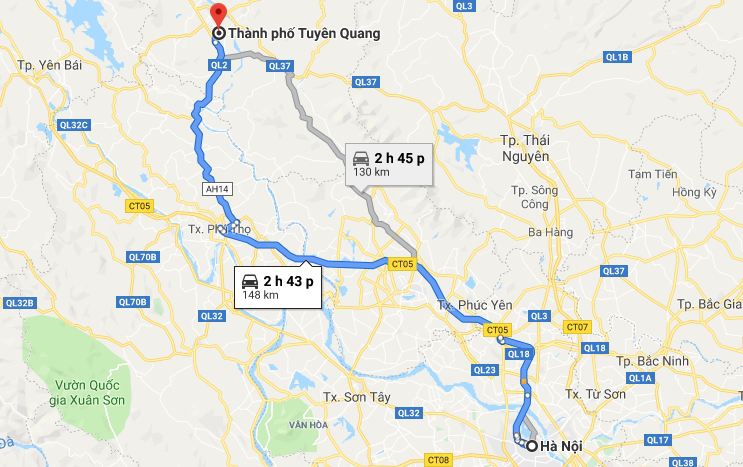 Từ Hà Nội đi Tuyên Quang bao nhiêu km? Xe Hà Nội đi Tuyên Quang