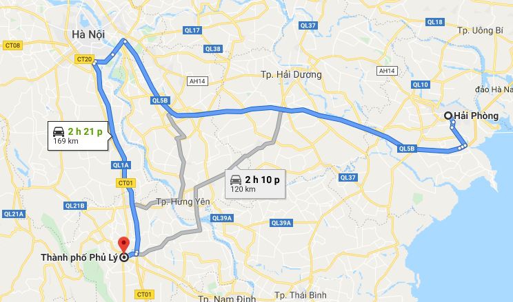 Từ Hải Phòng đi Hà Nam bao nhiêu km? Xe Hải Phòng đi Hà Nam