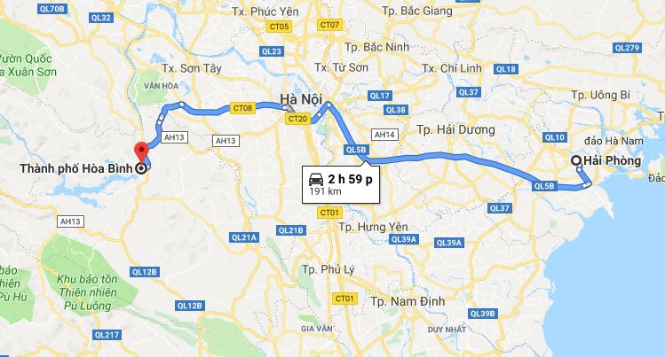 Từ Hải Phòng đi Hòa Bình bao nhiêu km? Xe Hải Phòng đi Hòa Bình