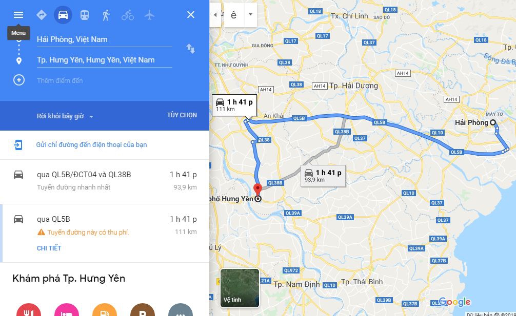 Từ Hải Phòng đi Hưng Yên bao nhiêu km? Xe Hải Phòng đi Hưng Yên