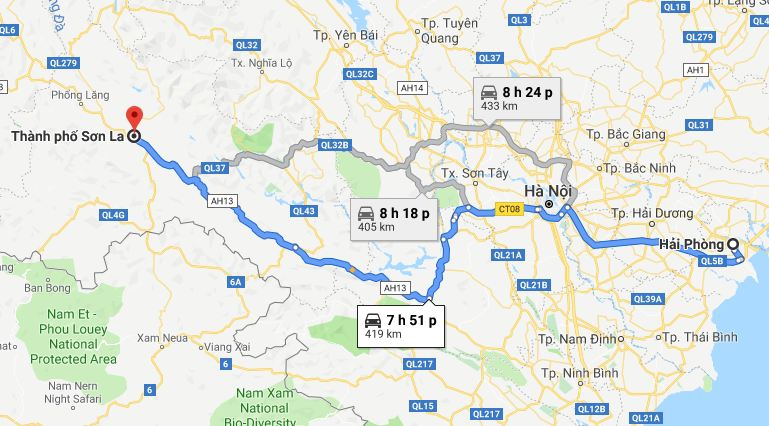 Từ Hải Phòng đi Sơn La bao nhiêu km? Xe Hải Phòng đi Sơn La