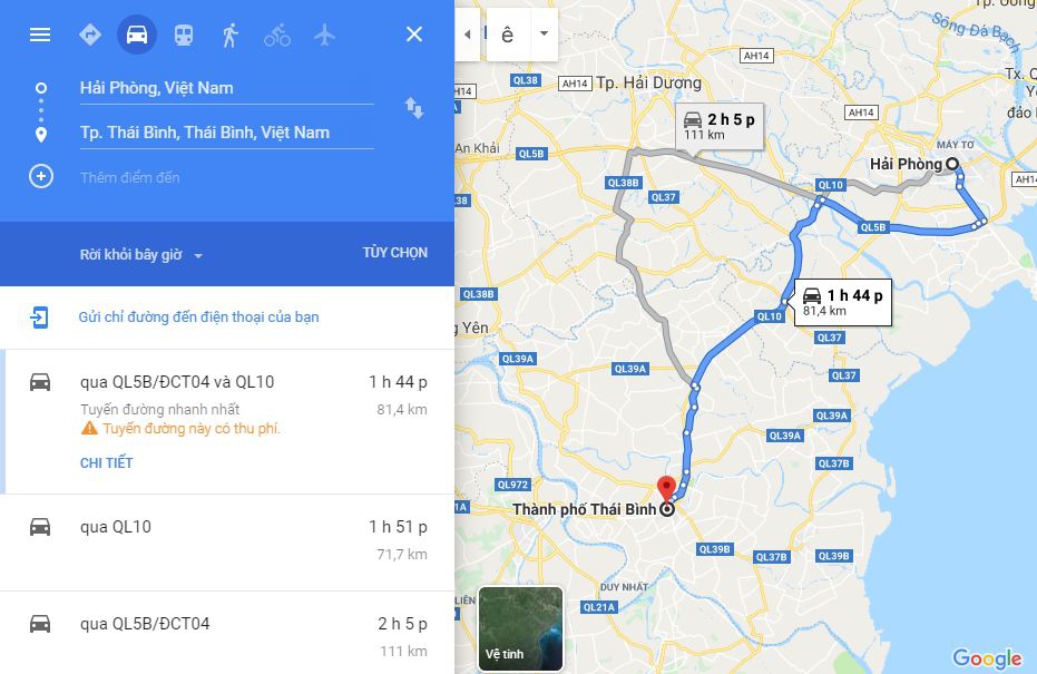 Từ Hải Phòng đi Thái Bình bao nhiêu km? Xe Hải Phòng đi Thái Bình