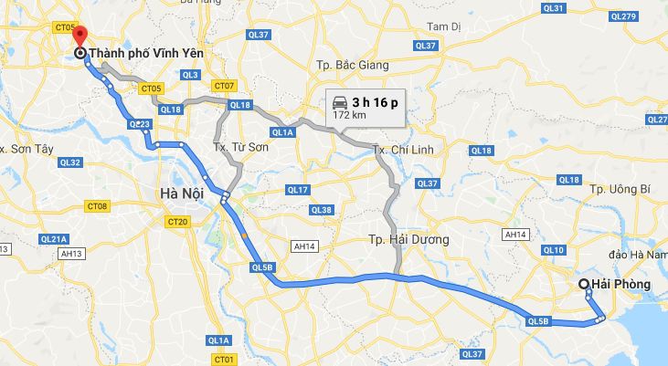 Từ Hải Phòng đi Vĩnh Phúc bao nhiêu km? Xe Hải Phòng đi Vĩnh Phúc