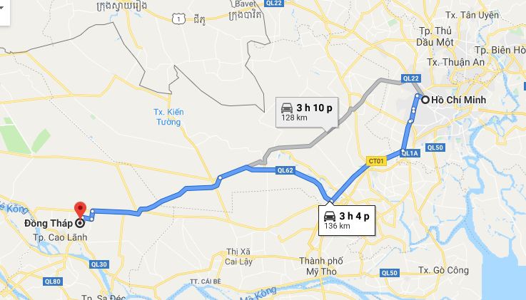 Từ Sài Gòn đi Đồng Tháp bao nhiêu km và mất bao lâu?