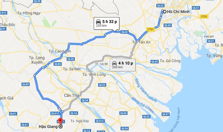 Từ Sài Gòn đi Long An bao nhiêu km và mất bao lâu?