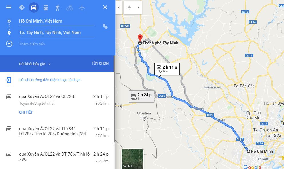 Từ Sài Gòn đi Tây Ninh bao nhiêu km và mất bao lâu?