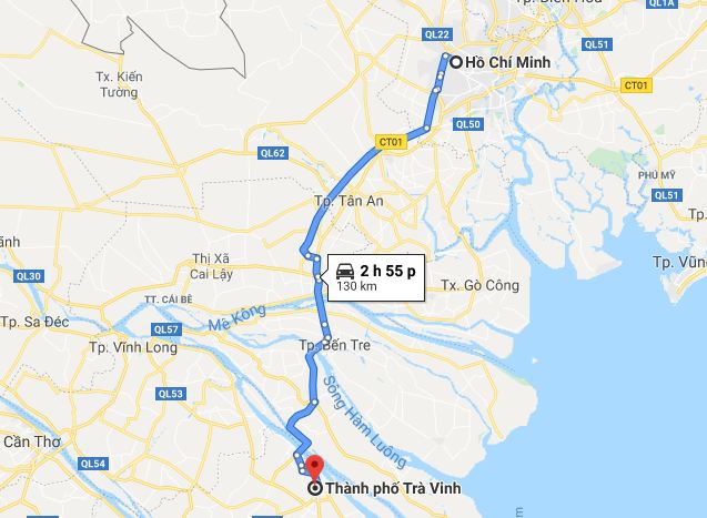Từ Sài Gòn đi Trà Vinh bao nhiêu km và mất bao lâu?