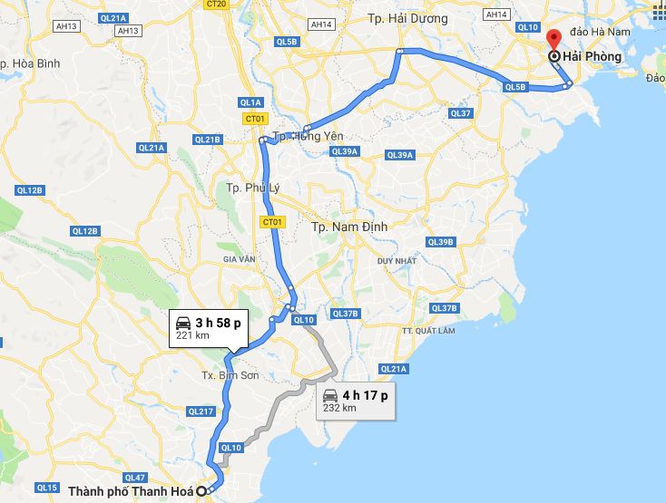Từ Thanh Hóa đi Hải Phòng bao nhiêu km? Xe Thanh Hóa đi Hải Phòng