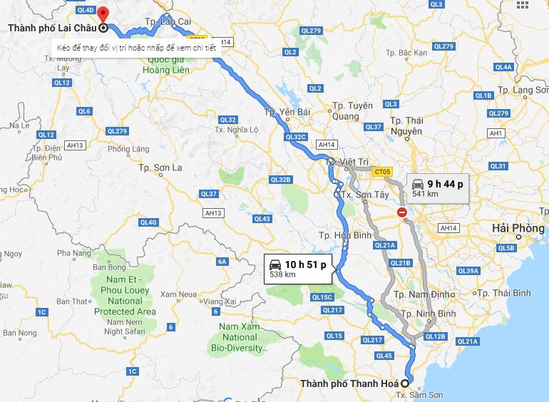 Từ Thanh Hóa đi Lai Châu bao nhiêu km? Xe Thanh Hóa đi Lai Châu