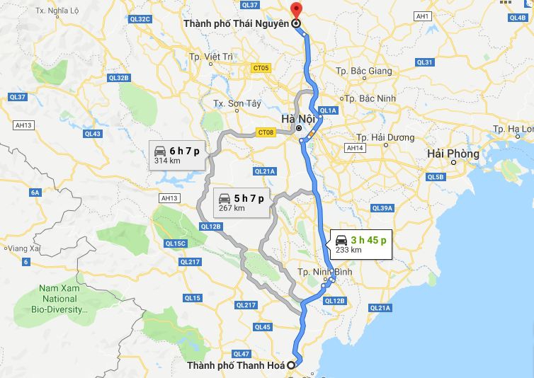 Từ Thanh Hóa đi Thái Nguyên bao nhiêu km? Xe Thanh Hóa đi Thái Nguyên