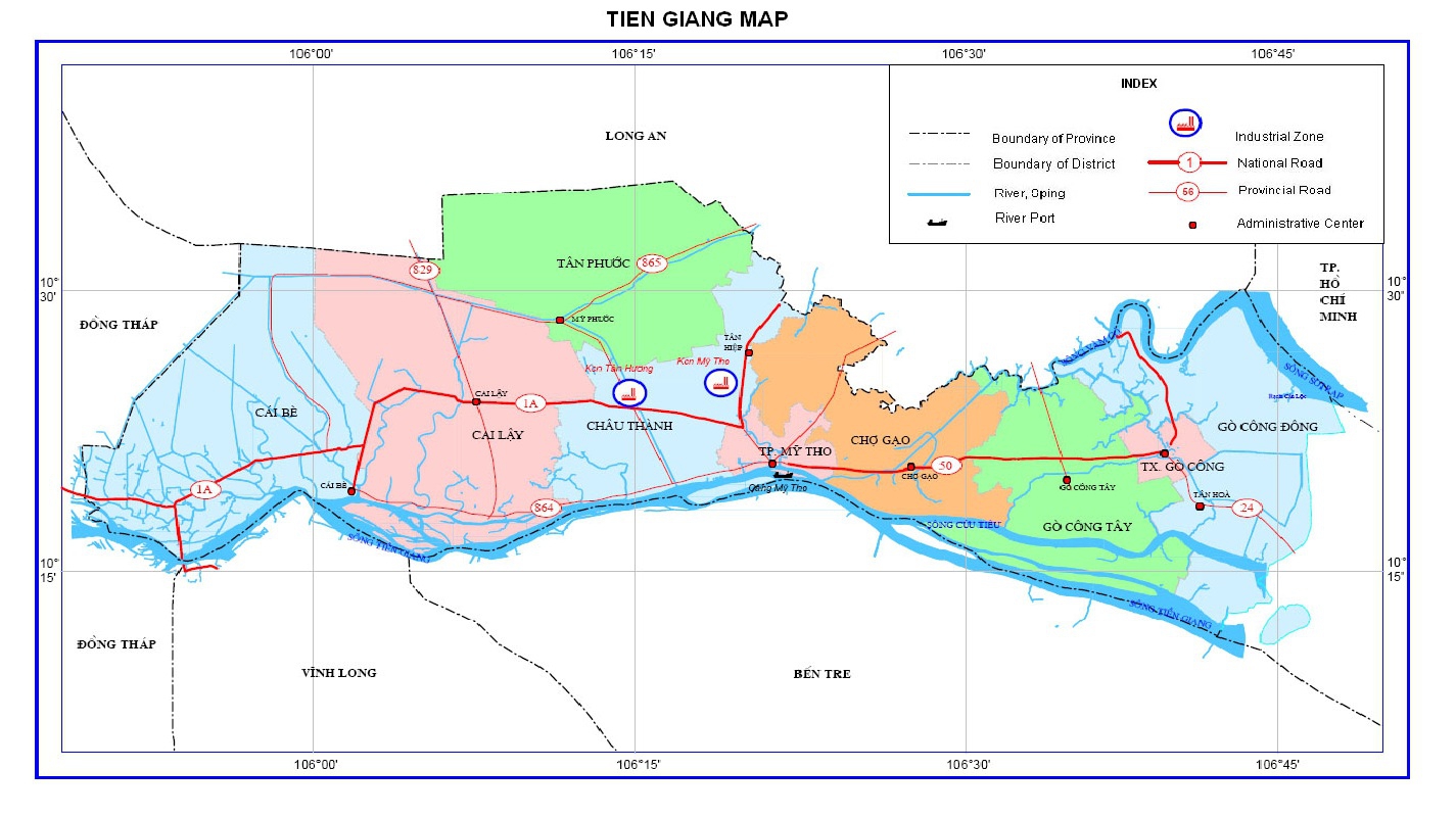 Bản đồ hành chính Tiền Giang