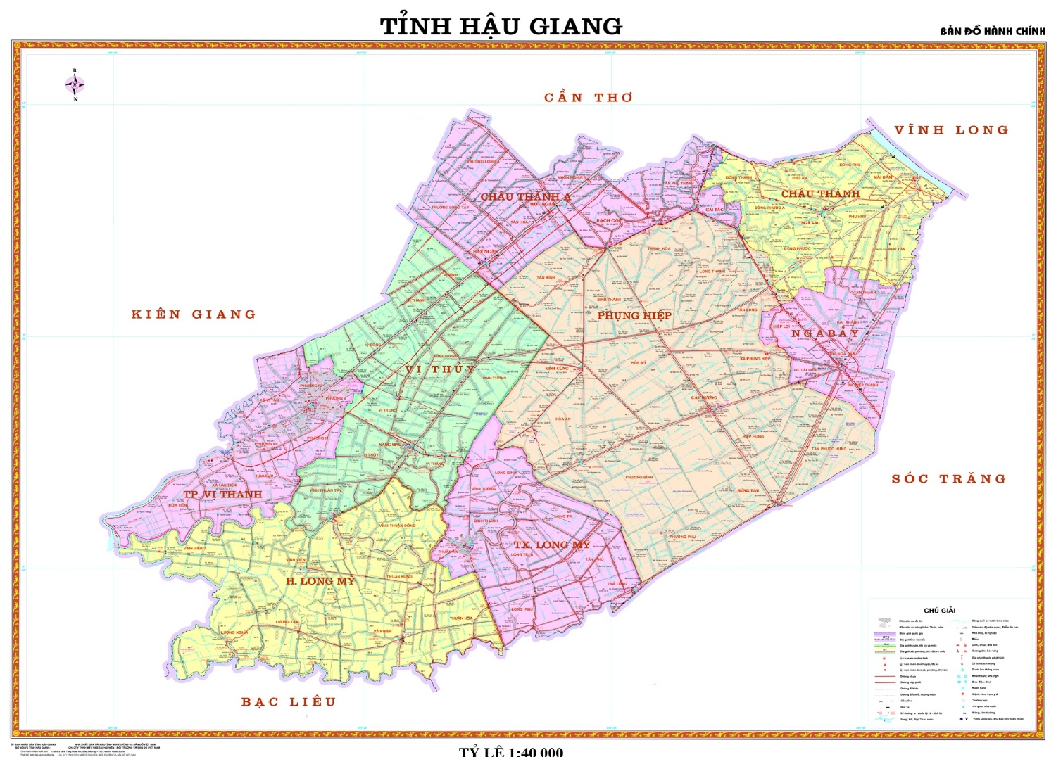 Bản đồ hành chính tỉnh Hậu Giang