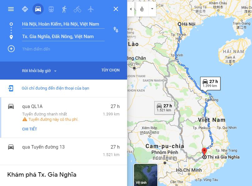 Từ Hà Nội đi Đăk Nông