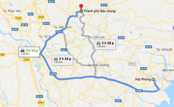 Từ Hải Phòng đi Bắc Giang 1