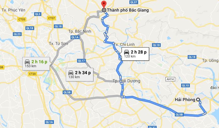 Từ Hải Phòng đi Bắc Giang 2