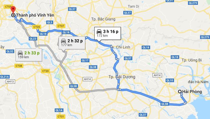 Từ Hải Phòng đi Vĩnh Phúc 3