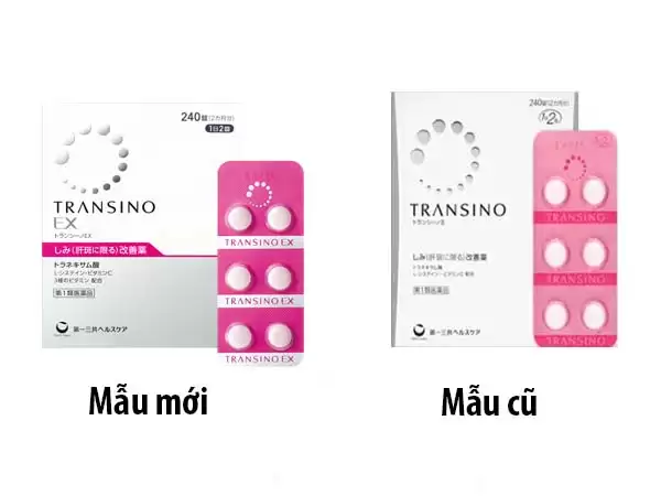 Viên uống trị nám tàn nhang Transino 240v Nhật Bản mẫu mới và mẫu cũ