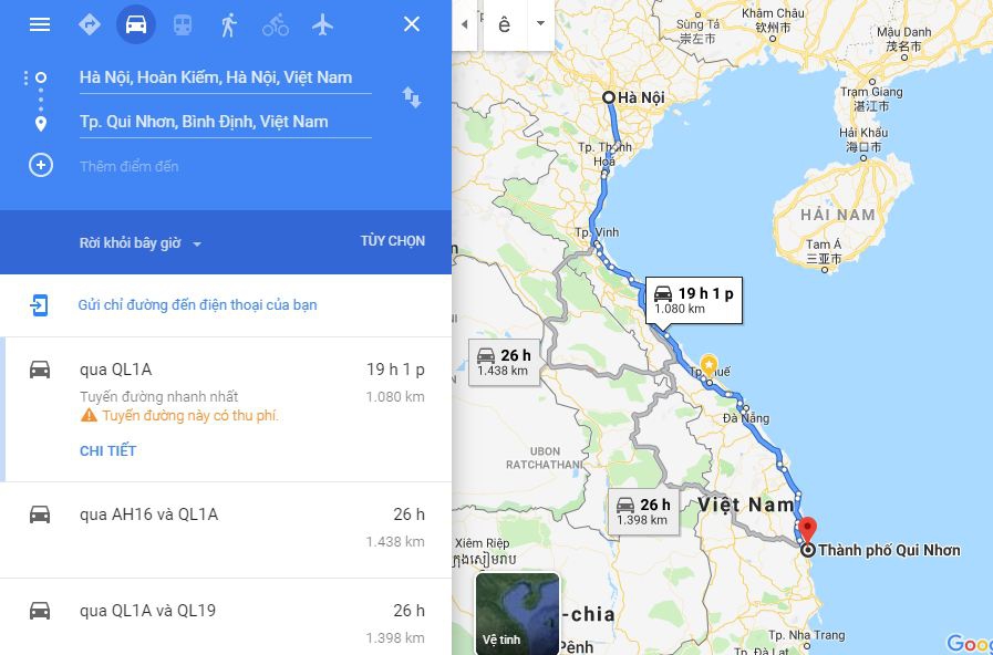 Từ Hà Nội đi Bình Định
