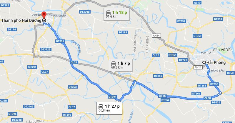 Từ Hải Phòng đi Hải Dương bao nhiêu km? Xe Hải Phòng đi Hải Dương