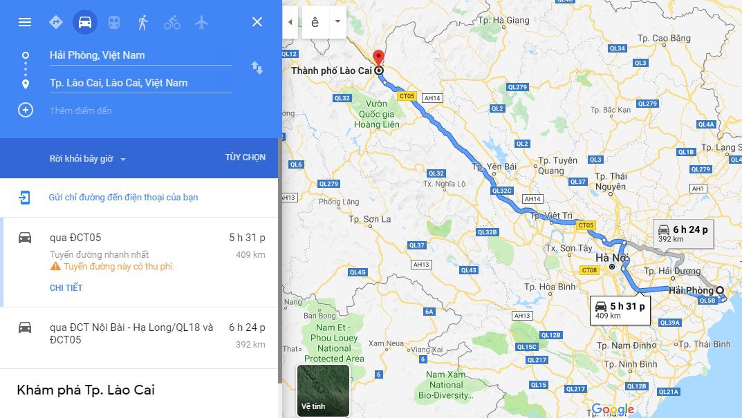 Từ Hải Phòng đi Lào Cai bao nhiêu km? Xe Hải Phòng đi Lào Cai