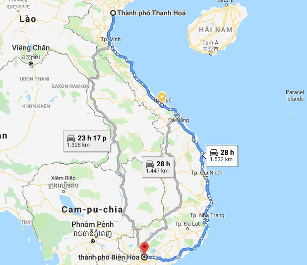 Từ Thanh Hóa đi Biên Hòa bao nhiêu km? Xe Thanh Hóa đi Đồng Nai