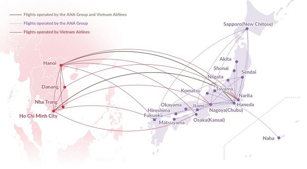Bản đồ đường bay Việt Nam – Nhật Bản, kết nối tới Nagoya và các thành phố lớn