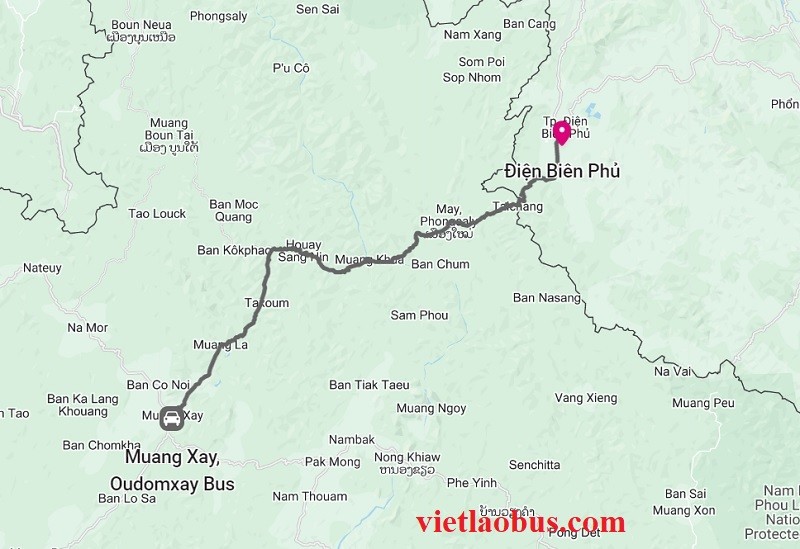 Đường từ Điện Biên Phủ qua cửa khẩu Tây Trang đến Oudomxay, lộ trình xe khách Hà Nội – Udomxay, tham khảo khoảng cách Muang Khua – Udomxay